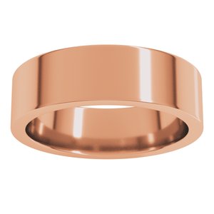14K Rose 6 mm Comfort-Fit Flat Band Size 3.5