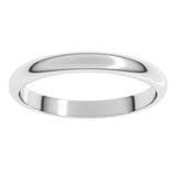 Platinum 2.5 mm Half Round Band Size 18.5