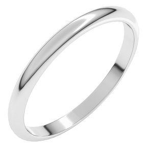 14K White 2 mm Half Round Band Size 1