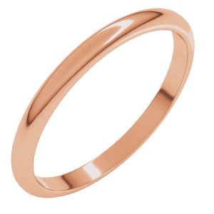 14K Rose 2 mm Half Round Band Size 1.5