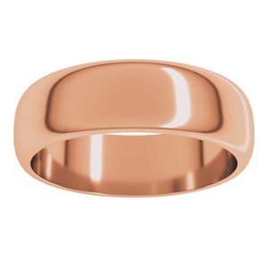 10K Rose 6 mm Half Round Band Size 11.5