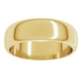 14K Yellow 6.5 mm Half Round Band Size 12.5