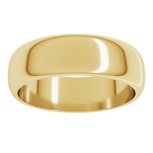 14K Yellow 6.5 mm Half Round Band Size 12.5