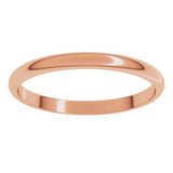 14K Rose 2 mm Lightweight Half Round Band Size 1