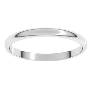 10K White 2 mm Lightweight Half Round Band Size 20