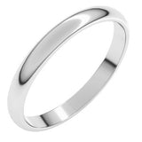10K White 2.5 mm Lightweight Half Round Band Size 19.5
