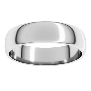 14K White 5 mm Lightweight Half Round Band Size 17