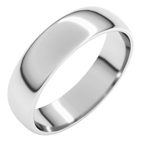Platinum 5 mm Lightweight Half Round Band Size 14.5