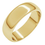 14K Yellow 6.5 mm Half Round Band Size 12.5