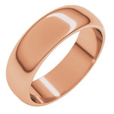 14K Rose 6 mm Half Round Band Size 20