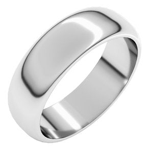 Platinum 6 mm Half Round Band Size 14.5