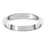 Platinum 3 mm Half Round Band Size 15.5