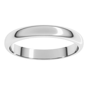 Platinum 3 mm Half Round Band Size 15.5