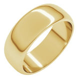 22K Yellow 7 mm Half Round Band Size 9