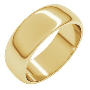 22K Yellow 7 mm Half Round Band Size 9