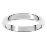 18K White 3 mm Lightweight Half Round Band Size 12.5