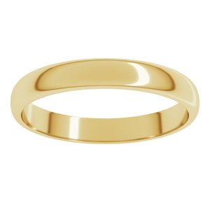 14K Yellow 3 mm Lightweight Half Round Band Size 2