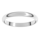 10K White 2.5 mm Lightweight Half Round Band Size 19.5