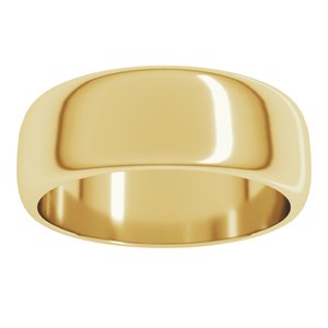22K Yellow 7 mm Half Round Band Size 9