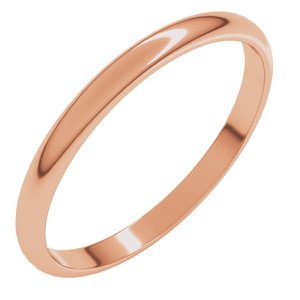 14K Rose 2 mm Lightweight Half Round Band Size 1