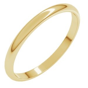 14K Yellow 2 mm Lightweight Half Round Band Size 1