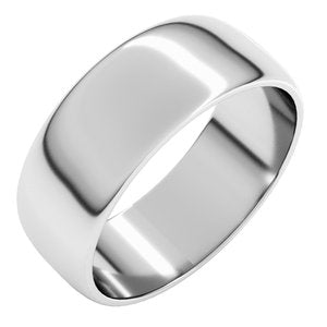 14K White 7 mm Lightweight Half Round Band Size 2.5