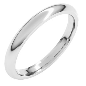 10K White 2.5 mm Comfort-Fit Half Round Band Size 18