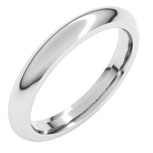 10K White 3 mm Comfort-Fit Half Round Band Size 19