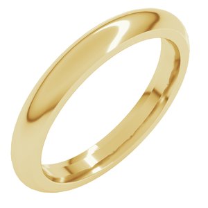 14K Yellow 3 mm Comfort-Fit Half Round Band Size 17.5