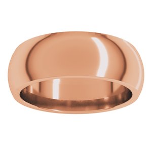 18K Rose 7 mm Comfort-Fit Half Round Band Size 9.5