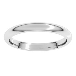 10K White 2.5 mm Comfort-Fit Half Round Band Size 19