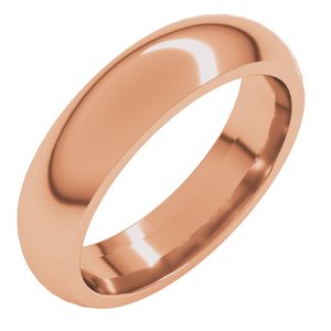 14K Rose 5 mm Comfort-Fit Half Round Band Size 14