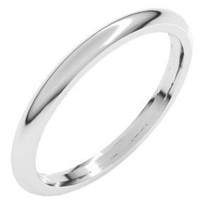 10K White 2 mm Comfort-Fit Half Round Band Size 19.5