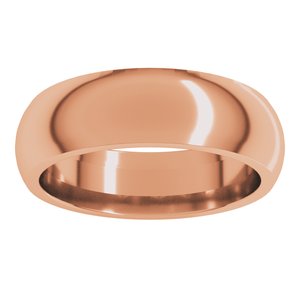 10K Rose 6 mm Comfort-Fit Half Round Band Size 8