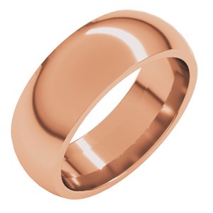 18K Rose 7 mm Comfort-Fit Half Round Band Size 9.5