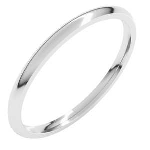 10K White 1.5 mm Lightweight Comfort-Fit Half Round Band Size 19