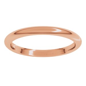 14K Rose 2 mm Comfort-Fit Half Round Band Size 7.5