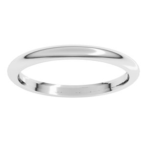 10K White 2 mm Comfort-Fit Half Round Band Size 17.5