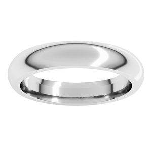 10K White 4 mm Comfort-Fit Half Round Band Size 19.5