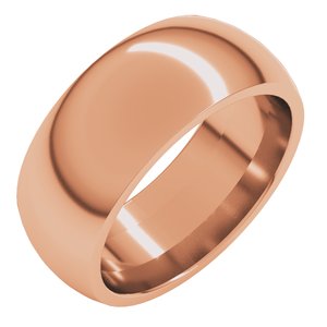 14K Rose 8 mm Comfort-Fit Half Round Band Size 9