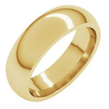 14K Yellow 6 mm Comfort-Fit Half Round Band Size 17