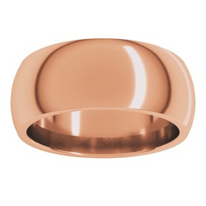 14K Rose 8 mm Comfort-Fit Half Round Band Size 9.5