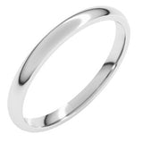 10K White 2 mm Lightweight Comfort-Fit Half Round Band Size 18.5
