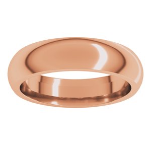 14K Rose 5 mm Comfort-Fit Half Round Band Size 14