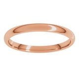 14K Rose 2 mm Lightweight Comfort-Fit Half Round Band Size 2