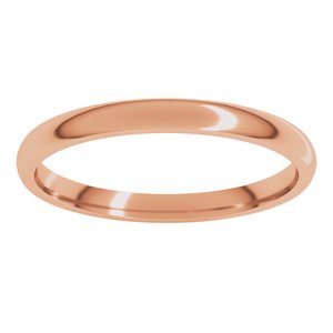 14K Rose 2 mm Lightweight Comfort-Fit Half Round Band Size 2