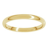 18K Yellow 2 mm Lightweight Comfort-Fit Half Round Band Size 6.5