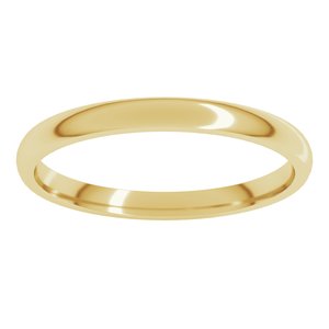 18K Yellow 2 mm Lightweight Comfort-Fit Half Round Band Size 3.5