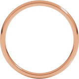 14K Rose 2 mm Lightweight Comfort-Fit Half Round Band Size 2