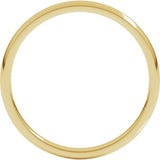 18K Yellow 2 mm Lightweight Comfort-Fit Half Round Band Size 6.5